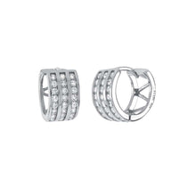 Load image into Gallery viewer, Sterling Silver 3 Lines Cubic Zirconia Huggie EarringsAnd Width 6.6mmAnd Diameter 13mm