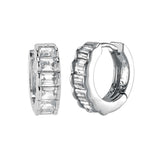Sterling Silver Rectangle CZ Huggie EarringsAnd width 4mm