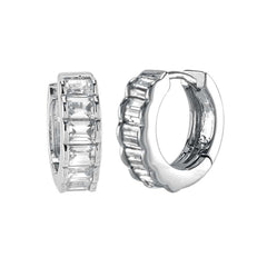 Sterling Silver Rectangle CZ Huggie EarringsAnd width 4mm