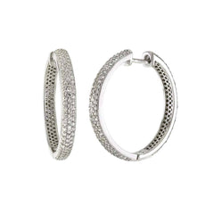 Sterling Silver 3 Lines Micro Pave CZ Huggie EarringsAnd Width 1/8 inch