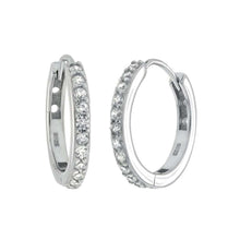 Load image into Gallery viewer, Sterling Silver Cubic Zirconia Huggie Hoop EarringsAnd Width 2.3mmAnd Diameter 18.3mm