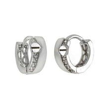 Load image into Gallery viewer, Sterling Silver Screw Cubic Zirconia Huggie Hoop Earrings