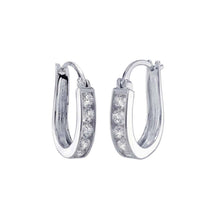 Load image into Gallery viewer, Sterling Silver Cubic Zirconia Hoop Earrings
