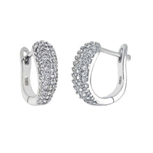 Load image into Gallery viewer, Sterling Silver Cubic Zirconia French Style Hoop EarringsAnd Length ��� inchAnd Width 4.6 mm