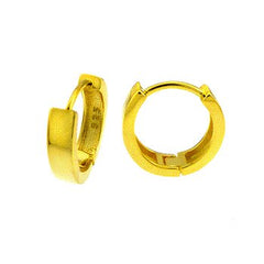 Sterling Silver 3mm Plain Gold Plated Huggie Hoop Earrings