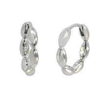Load image into Gallery viewer, Sterling Silver Rhodium Oval Bead Huggie Hoop Earrings Width-2.9mm, Diameter-15mm