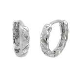 Sterling Silver Rhodium Huggie Hoop Earrings Width-3mm, Diameter-13.5mm