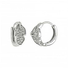 Load image into Gallery viewer, Sterling Silver Leaf Huggie Hoop Earrings With Clear CZ