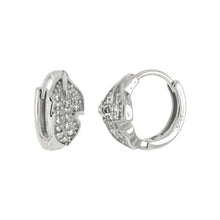 Load image into Gallery viewer, Sterling Silver Leaf Huggie Hoop Earrings With Clear CZ
