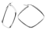 Sterling Silver Italian Square Tube Hoop Earrings