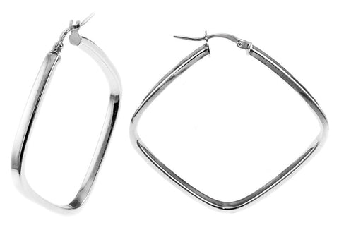 Sterling Silver Italian Square Tube Hoop Earrings