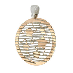 Sterling Silver Two Tone 3D Laser Cut Rose Gold Plated Pendant