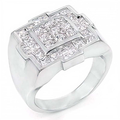 Sterling Silver Cubic Zirconia CZ Man Ring, Weight 15.2gramAnd Width 14mm
