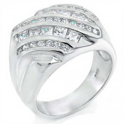 925 Silver Round and Princess CZ Man Ring, Weight 15.4gramAnd Width 17.5mm