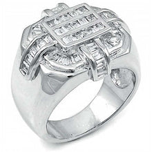 Load image into Gallery viewer, Sterling Silver Cubic Zirconia Baguette CZ Man Ring and Weight 13.4gram, Width 18mm