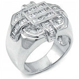 Sterling Silver Cubic Zirconia Hand Set Baguette CZ Man RingAnd Weight 13.4gramAnd Width 18mm