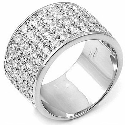 Sterling Silver Cubic Zirconia Handset Round CZ Man Ring, Weight 14.8gramAnd Width 15mm