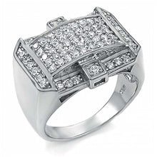 Load image into Gallery viewer, Sterling Silver Cubic Zirconia Micro Pave Setting CZ Man RingAnd Weight 10.5gramAnd Width 17mm