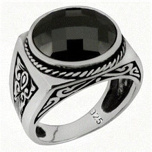 Load image into Gallery viewer, Sterling Silver 12mm Round Cushion-Cut Black CZ Ring