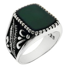Load image into Gallery viewer, Sterling Silver 10MM X 15MM Dark Green Agate Oxidized Ring, Width 16.3mm