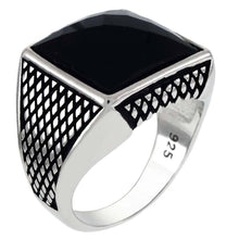Load image into Gallery viewer, Streling Silver Square Cushion Faceted Black Onyx RingAnd Width 15.6 mm