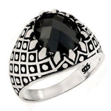 Sterling Silver 8.5mm x 10.5mm Oval Cushion-Cut Black CZ Ring