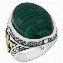Load image into Gallery viewer, Sterling Silver 15mm x 20mm Oval Malachite Oxidized Ring
