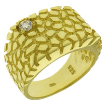 Load image into Gallery viewer, Sterling Silver Gold Plated Over Nugget Men Ring