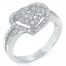 Load image into Gallery viewer, Sterling Silver Fancy Double Heart Ring with Round CzAnd Ring Width of 12MM