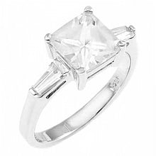 Load image into Gallery viewer, Sterling Silver 8x8mm Princess Cut Engagement Wedding Ring