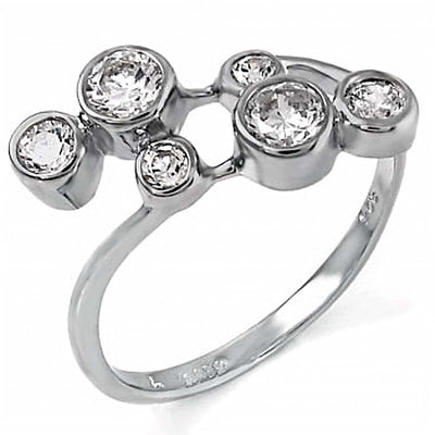 Sterling Silver Stylish Circle Ring with Round Bezel CzAnd Ring width of 11MM