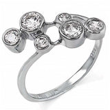 Sterling Silver Stylish Circle Ring with Round Bezel CzAnd Ring width of 11MM