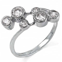 Sterling Silver Stylish Circle Ring with Round Bezel CzAnd Ring width of 11MM