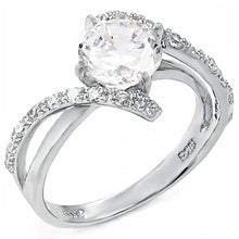 Load image into Gallery viewer, Sterling Silver Fancy Split Band Ring with Embedded Clear Cz and a 8MM Round Cz in the CeterAnd Ring Width of 12MM