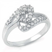 Load image into Gallery viewer, Sterling Silver Fancy Split Band Open Heart Ring with Clear Round CzAnd Ring Width of 11MM
