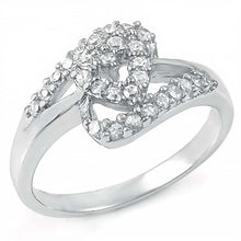 Load image into Gallery viewer, Sterling Silver Fancy Split Band Open Heart Ring with Clear Round CzAnd Ring Width of 11MM