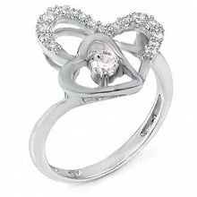 Load image into Gallery viewer, Sterling Silver Stylish Pave Double Line Cz Ring with 9MM Round Cz in the CenterAnd Ring Width of 9MM