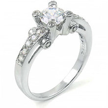 Load image into Gallery viewer, Sterling Silver fancy Engagement Ring with Pave Set Cz and Prong Set CzAnd Ring Width of 7.5MM