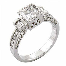 Load image into Gallery viewer, Sterling Silver Princess Cut Cz Ring with Embedded Cz and 6x6MM Cz in the Center, Ring Width of 7MM