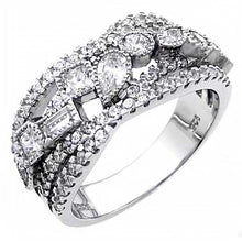 Load image into Gallery viewer, Sterling Silver Baguette-Tear Drop Cz Ring with Ring Width of 10.5MM