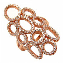 Load image into Gallery viewer, Rose Gold Plated Sterling Silver Clear Cz Circles and Ovals Split Band Ring with Ring Width of 29.5MM