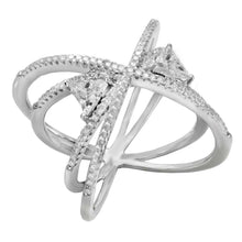 Load image into Gallery viewer, Sterling Silver Pave CZ Double Criss Cross Ring