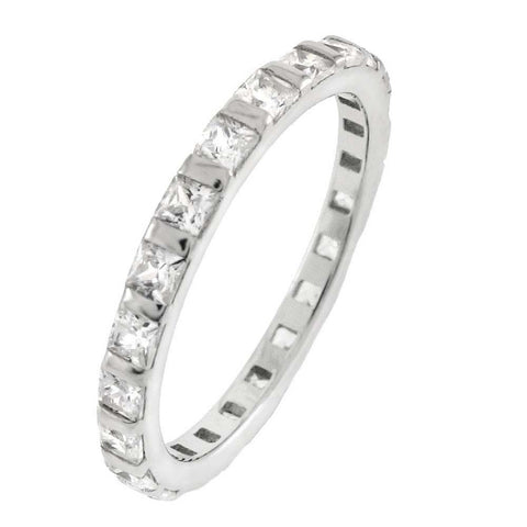 Sterling Silver Princess Cut CZ Eternity RingAnd Width 2.1mm