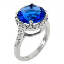Load image into Gallery viewer, Sterling Silver Simulated Tanzanite And Cubic Zirconia Cocktail Ring