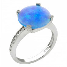 Load image into Gallery viewer, Sterling Silver Simulated Blue Opal Round Shaped Ring