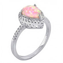 Load image into Gallery viewer, Sterling Silver Cubic Zirconia With Lab Pink Opal Stone RingAnd Width of 12MM