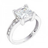 Sterling Silver Princess 8x8 Cubic Zirconia Engagement Ring
