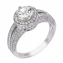 Load image into Gallery viewer, Sterling Silver Micro Pave Cubic Zirconia Engagement RingAnd Width of 9.5MM