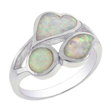 Load image into Gallery viewer, Sterling Silver Simulated White Opal Different Shapes RingAnd Width 13.5 mm