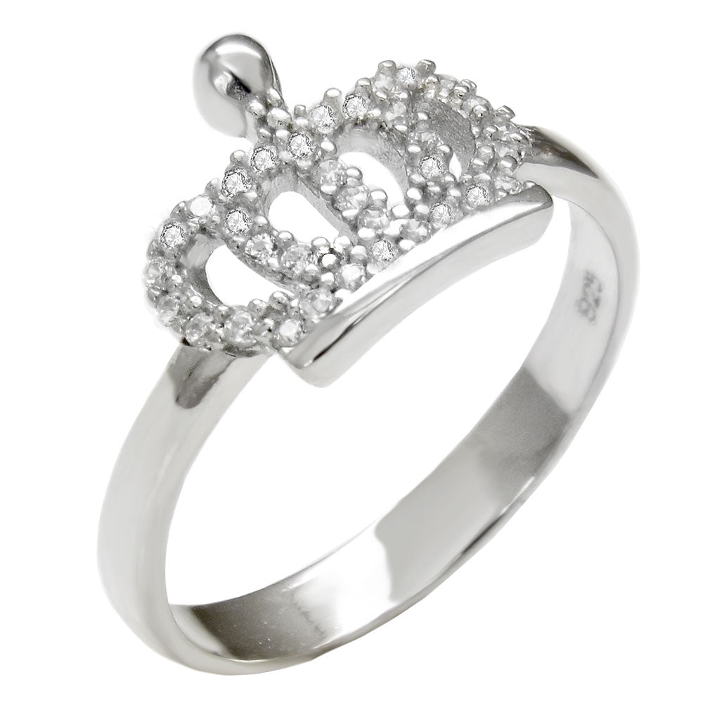Sterling Silver Pave CZ Crown Ring